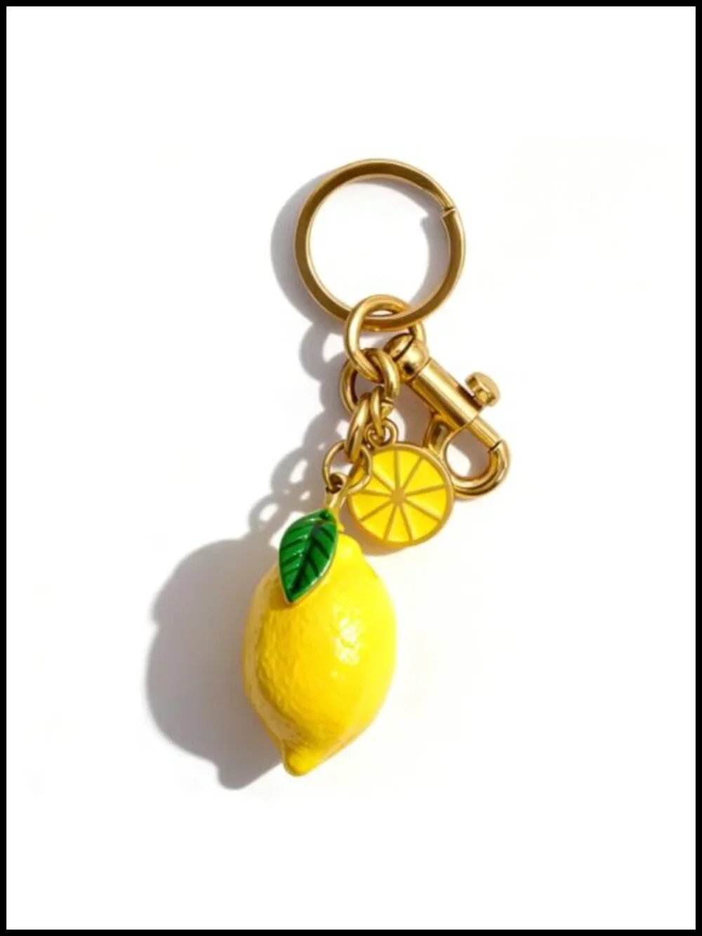Resin Lemon Fruit Bag Charm Keychain Purse Charm Secure Clasp